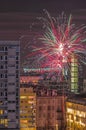 New Year Fireworks Explosion, Warsaw, Poland Royalty Free Stock Photo